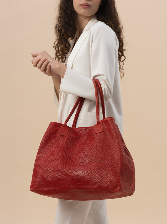 SHOPPER IN PELLE STAMPA PITONE IN 5 COLORI