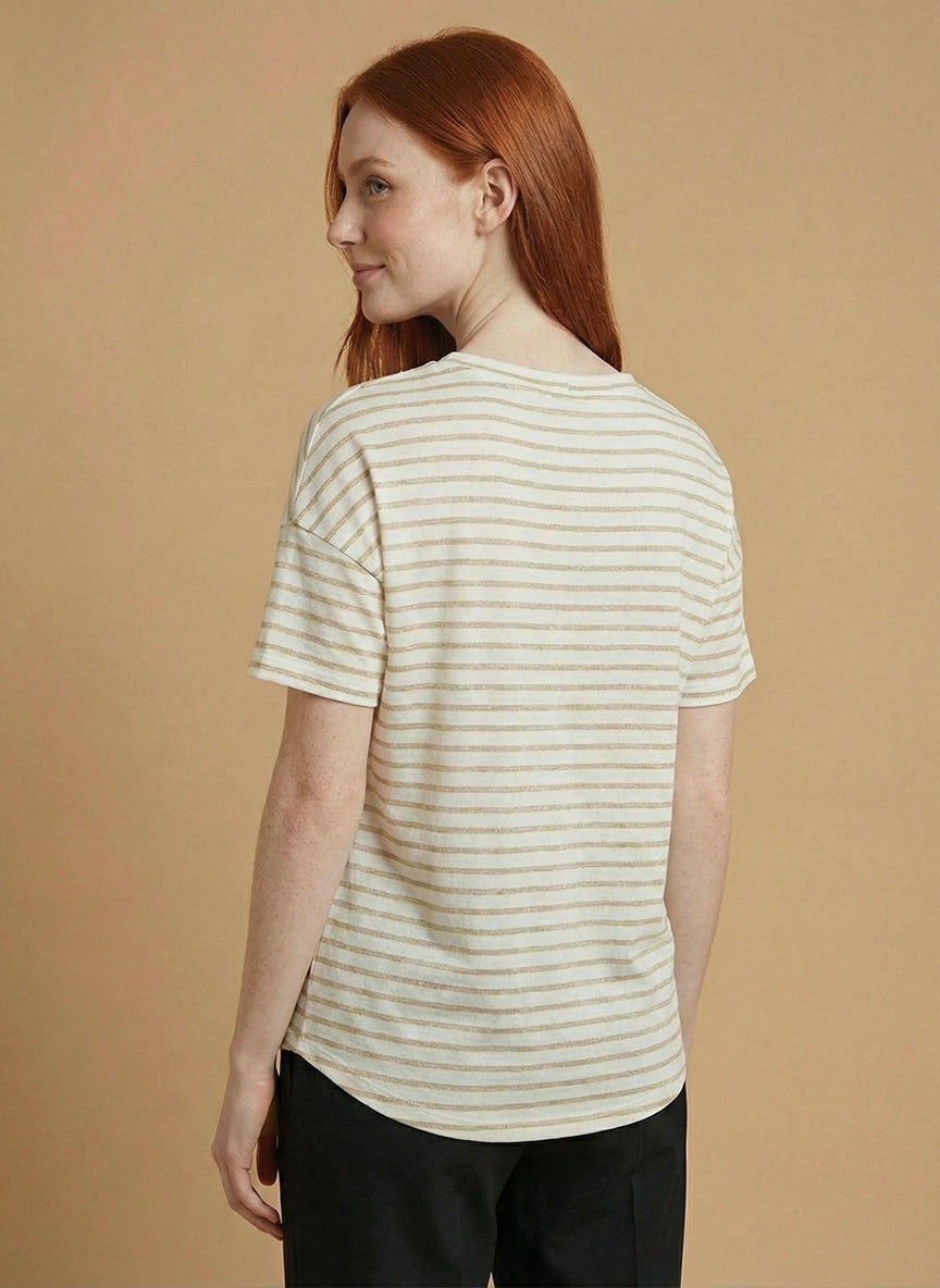 T-SHIRT ALOE RIGATA LUREX ORO