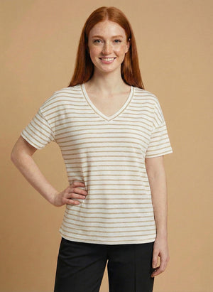 T-SHIRT ALOE RIGATA LUREX ORO