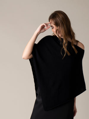 PONCHO  IN COTONE E CACHEMIRE IN 4 COLORI
