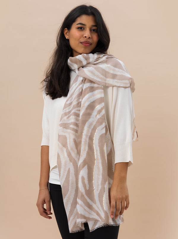 STOLA FANTASIA  BEIGE E PANNA