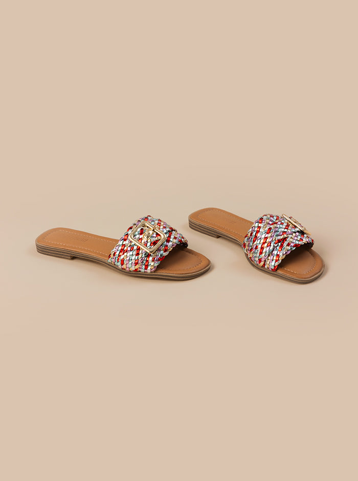 SANDALI CON FASCIA MULTICOLOR