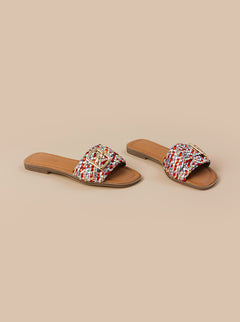 SANDALI CON FASCIA MULTICOLOR