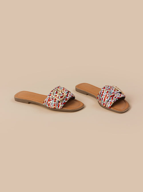 SANDALI CON FASCIA MULTICOLOR