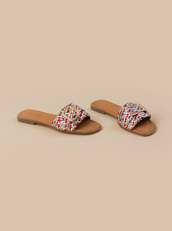 SANDALI CON FASCIA MULTICOLOR