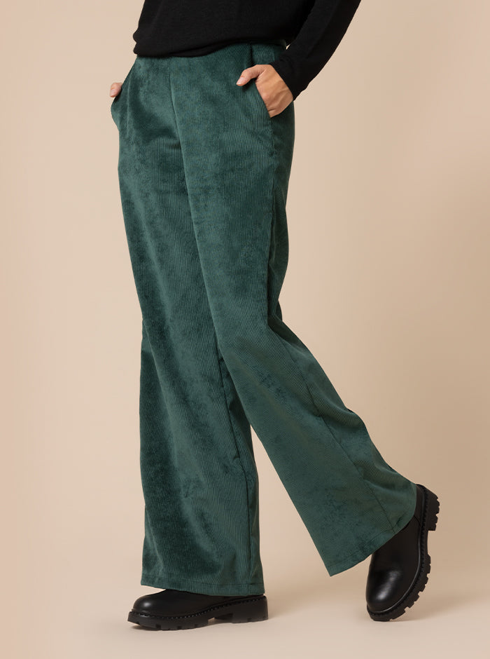 PANTALONE SUSY LARGO IN VELLUTO SMERALDO
